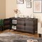 Costway 84 Gallon 3-Door Patio Wicker Storage Cabinet Deck Box with Removable Shelves Black/Mix Brown